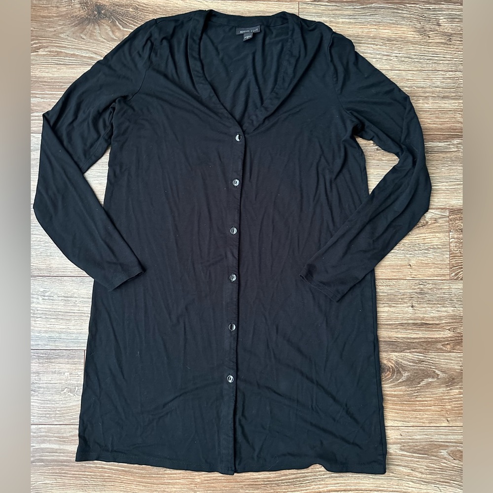 J. Jill Wearever Button Up Long Sleeve Cardigan Tunic Top Jersey Knit